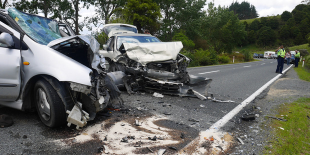 Two mangled cars are blocking a rural road north of Whangarei following a serious crash earlier this afternoon. PHOTO/ALEXANDRA NEWLOVE