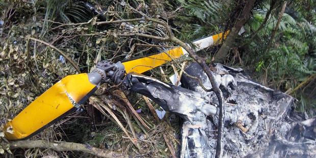 Investigators have combed through wreckage from the helicopter which plunged into Glenbervie Forest. Photo: Northland Emergency Services Trust.