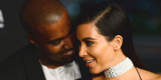 Kanye West with wife Kim Kardashian West. Photo / AP