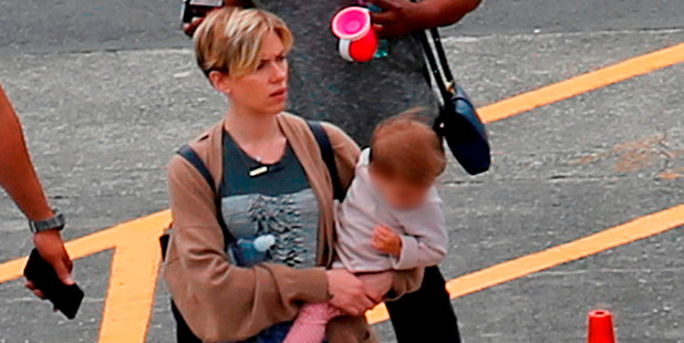Scarlett Johansson with her daughter Rose in Wellington. Photo / BackGrid