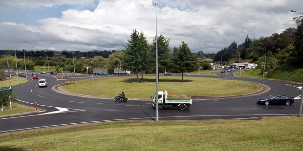 NEW LAYOUT: New markings on the Oropi Rd and State Highway 29 roundabout have left some motorists confused.PHOTO/ANDREW WARNER