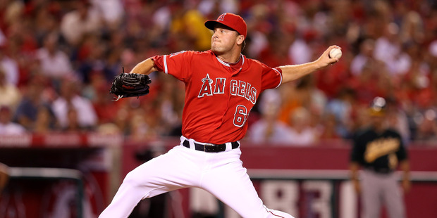 Nick Maronde pitching for the Los Angeles Angels of Anaheim. Photo / Getty Images