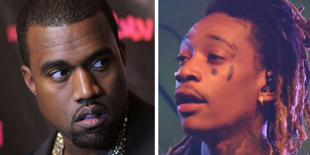 Rap stars Kanye West and Wiz Khalifa. Photo / Getty Images