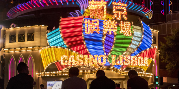 Macau's Casino Lisboa. China's anti-corruption campaign has hit gambling revenues in Macau. Photo / Bloomberg