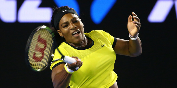 Serena Williams of the United States plays a forehand in her semi final match against Agnieszka Radwanska of Poland. Photo / AP.