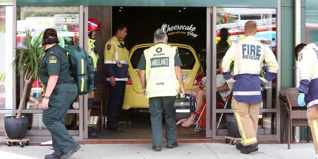 An elderly man accidentally drove his car into the Cheesecake Shop at the Tarewa Mega Centre, Whangarei, injuring several people including a mother and her five-year-old daughter. Photo / Michael Cunningham