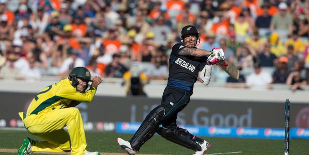 Black Caps captain Brendon McCullum in action against Australia at the Cricket World Cup. Photo / Brett Phibbs