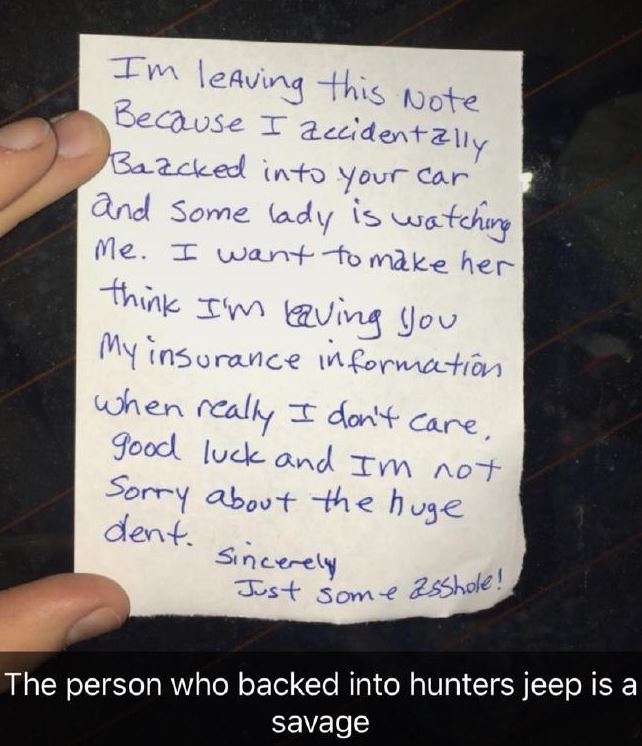 The note has gone viral after being posted on Reddit. Photo / Reddit