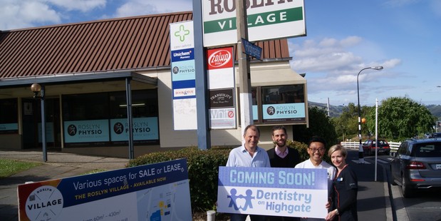 From left: Dr Mike Smith, Dentistry on Highgate; Matt Bowie, Colliers International; Andrew and Amy Hou, Roslyn Pharmacy. Pictures/Supplied