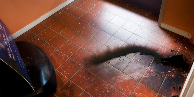 General view of the fire damage inside the office of National MP Anne Tolley in Whakatane which was discovered this morning. Photo / Alan Gibson