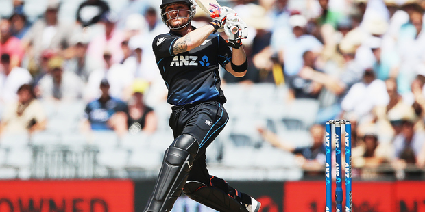 In Brendon McCullum's last Eden Park innings he took 6, 4, 4, 6 in successful Josh Hazlewood deliveries. Photo / Getty Images