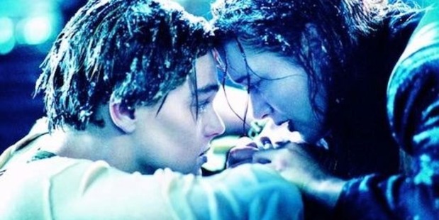 A scene from the movie Titanic starring Leonardo DiCaprio and Kate Winslet.