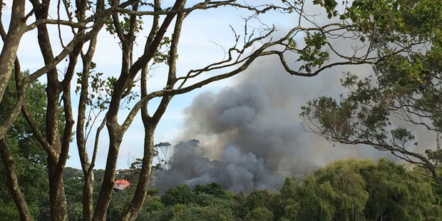 Black smoke billowed across the suburb of Long Bay and surrounding suburbs. Photo / Supplied