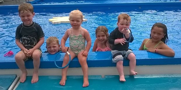 Enjoying the re-opened Stratford pool.