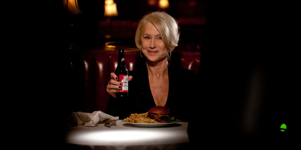 Actress Helen Mirren delivers a lecture about drunk driving and why it's a terrible idea, in a Super Bowl ad for Budweiser. Photo / AP