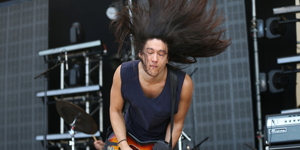 Health hit the Hey Seuss Stage at Laneway yesterday afternoon. Photo / Doug Sherring.