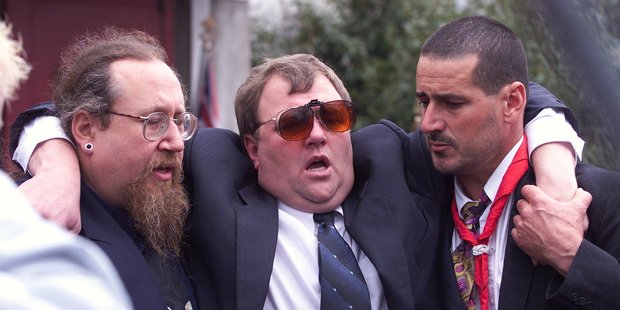 Mark Lundy after the funeral service for his wife Christine and daughter Amber in Palmerston North. Photo / Mark Mitchell