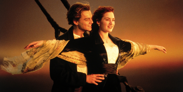 Leonardo DiCaprio and Kate Winslett in the movie Titanic.