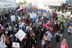 Protest hikoi against the TPPA.