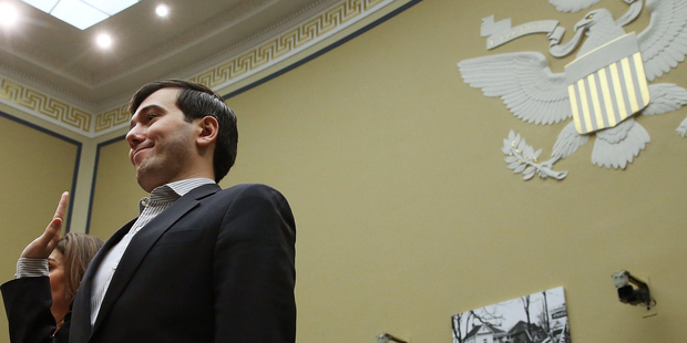 Martin Shkreli, former CEO of Turing Pharmaceuticals LLC., is sworn in during a House Oversight and Government Reform Committee. Photo / Getty