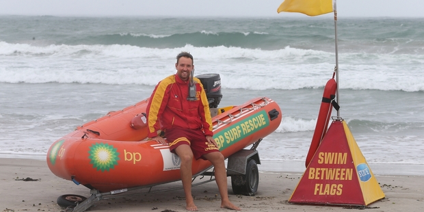 Robert Shed down on the beach in front of Omanu Surf Club. Photo / John Borren