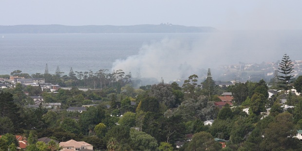 Smoke seen from the house fire. Photo / Michael Hall