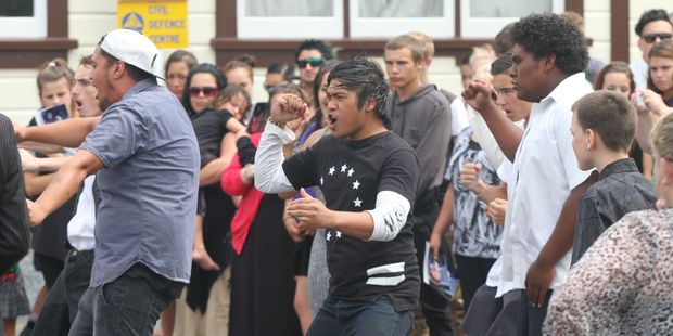 A haka send-off after the service of Pacer Willacy-Scott. Photo / Andrew Bonallack