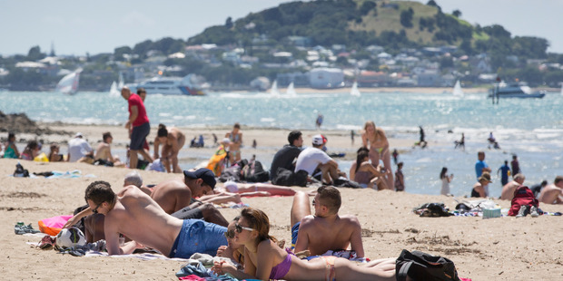 Auckland sizzles in the heat. Photo / Greg Bowker