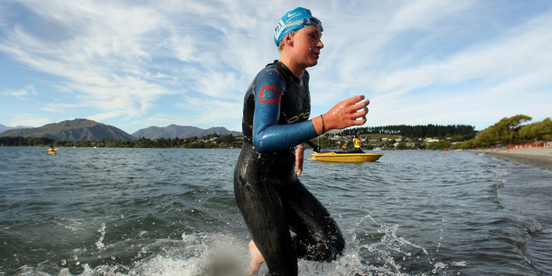 Sophie Corbidge leaves the water during the Contact Triathlon Cup on January 14. Photo / Getty Images