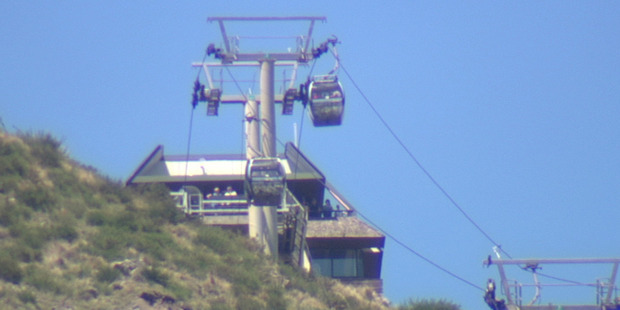 Passengers were trapped for about two hours in the Christchurch Gondola yesterday afternoon. Photo / Supplied