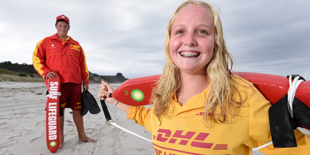 Teenage lifeguards Logan Russell, 15, and Kayla Baker, 15, saved three children in separate rescues. Photo/George Novak
