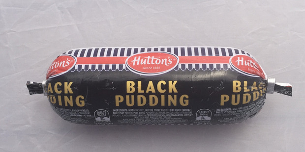 Hutton's Black Pudding. $3.50 for 250g. Photo / Supplied