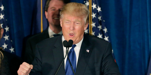 Republican presidential candidate, businessman Donald Trump speaks to supporters. Photo / AP