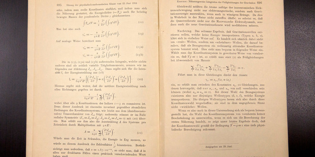The original historical documents related to Albert Einstein's prediction of the existence of gravitational waves. Photo / AP