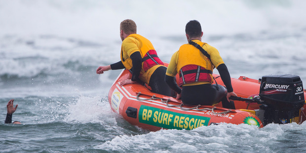 At Muriwai in northwest Auckland, two Koreans, aged 16 and 17, nearly drowned. Photo / Jason Oxenham