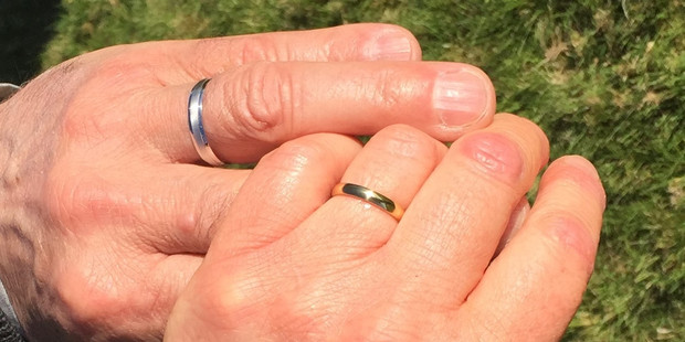 Janet and Bill told friends on Facebook they'd gotten married by posting a photo of their wedding rings. PHOTO/SUPPLIED