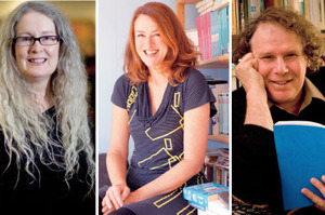 From left, Elizabeth Knox, Nicky Pellegrino, Harry Ricketts and Stacy GreGG are among the line-up of writers attending the inaugural Ruapehu Writers Festival. Pictures / Dean Purcell, NZME