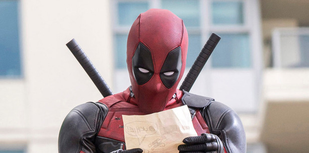 Ryan Reynolds as Deadpool relaxes before leaping into battle in the film Deadpool. Photo / David Dolsen, Twentieth Century Fox