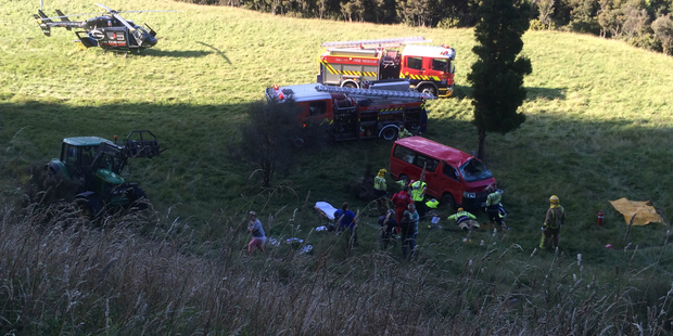 The woman was thrown from the vehicle, which rolled 20m down a bank. Photo / Supplied