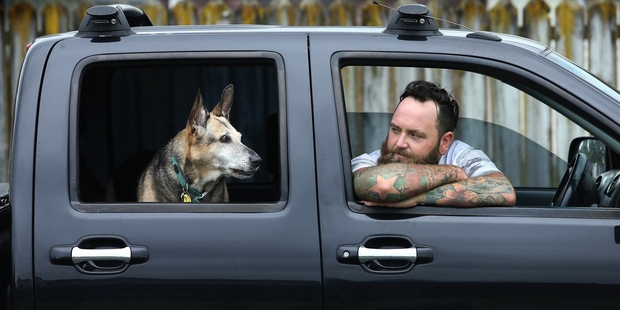 Tauranga concrete layer Brett Morrison is struggling to find a new home that will accept his beloved pooch Abby. Photo/John Borren
