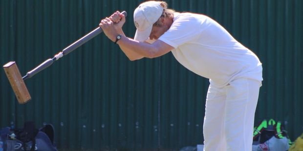 International player Caroline Denny, from the United Kingdom, who plays for Belgium, on the Rangatira green during the New Zealand women's croquet championships.