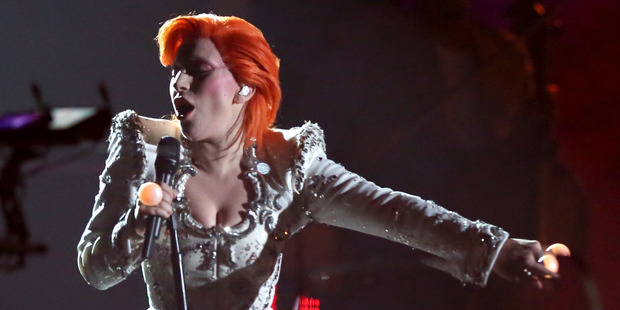 Lady Gaga performs a tribute to David Bowie at the 58th annual Grammy Awards. Photo/AP