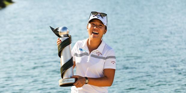 Lydia Ko of New Zealand poses with the New Zealand Women's Open trophy. Photo / Getty Images