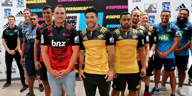 Super Rugby Players during today's launch of the 2016 New Zealand Super Rugby season in Auckland. Photo / Getty Images