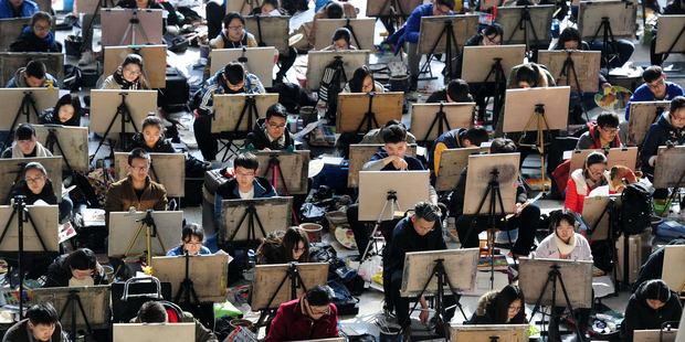 The exam was for a place at the Shandong University of Arts and Design in east China. Photo / Getty