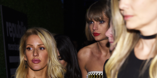 Singers Ellie Goulding and Taylor Swift arrive at the Republic Records Private Grammy Celebration. Photo / Getty Images
