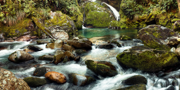 Milford Track waterfalls.