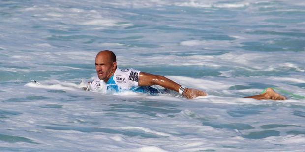 Kelly Slater at the Pipeline Masters in Hawaii. Photo / Grant Bradley