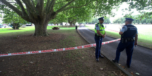 A police cordon in place at Victoria Park. Photo / Jason Oxenham