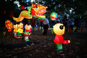 People view the Chinese lanterns while they were on display in Albert Park. Photo / Getty Images